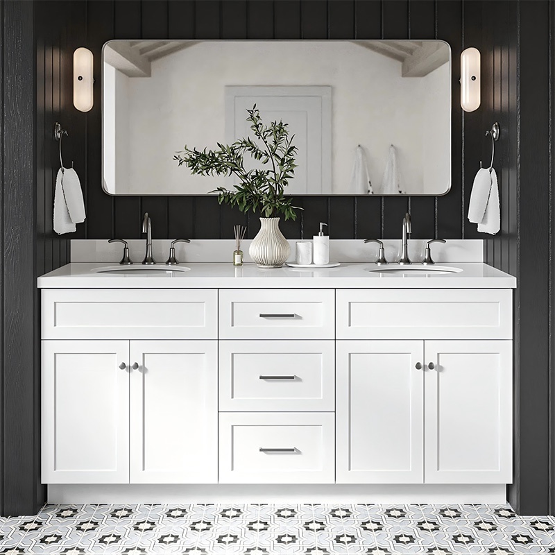 white shaker bathroom cabinets