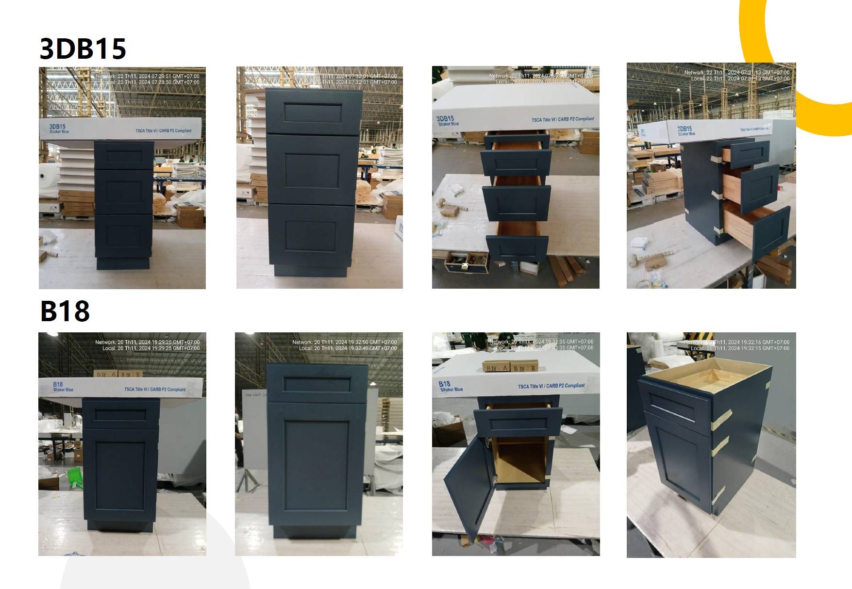 white and blue shaker cabinets