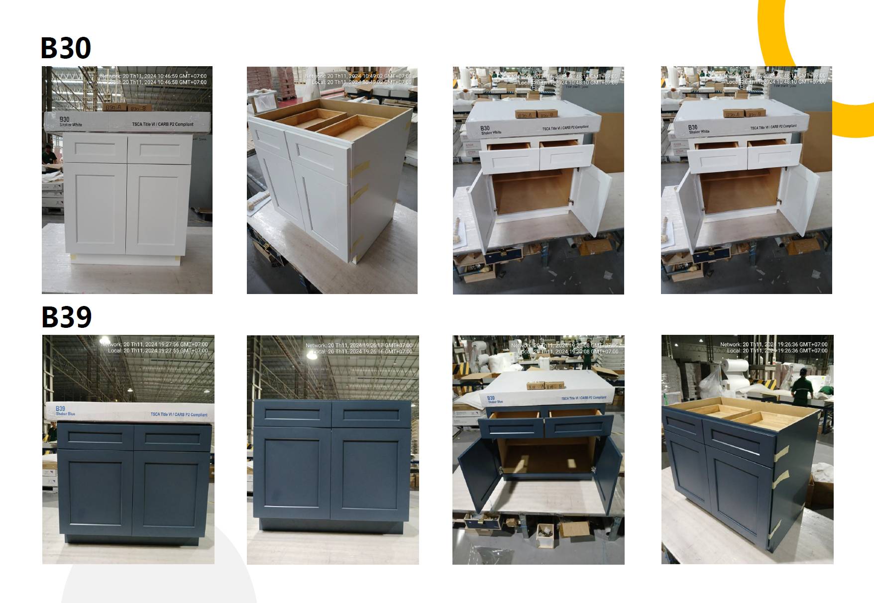 white and blue shaker cabinets