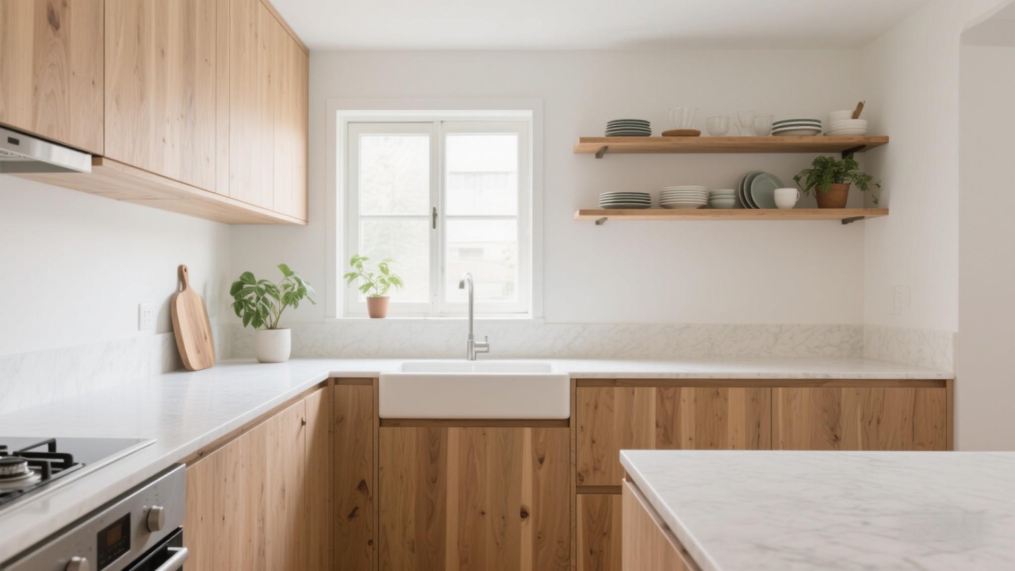 wooden grain flat kitchen cabinet