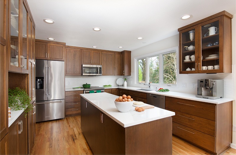 walnut kitchen cabinet