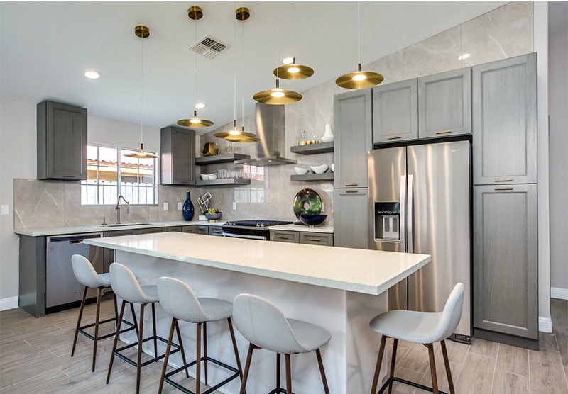 Grey shaker kitchen cabinet